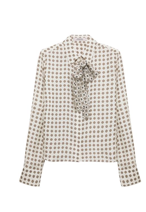 Dorothee Schumacher - Bluse mit abnehmbarer Krawattenschleife aus bedrucktem Seidentwill