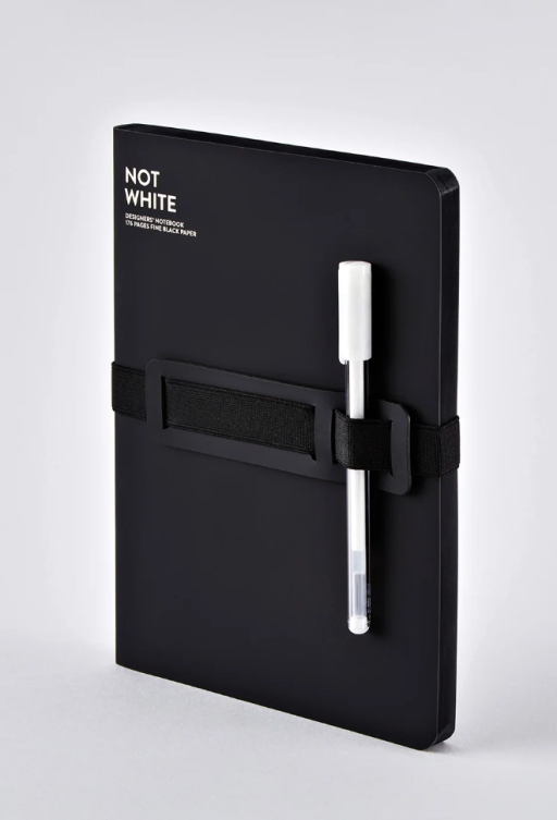 Nuuna - Notizbuch Not white L light mit Textilband und Stift