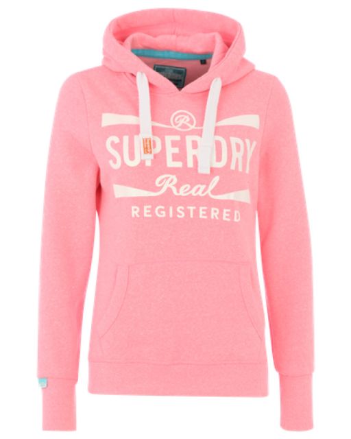 Superdry - Real Registered Hoodie fluro acid pink snowy